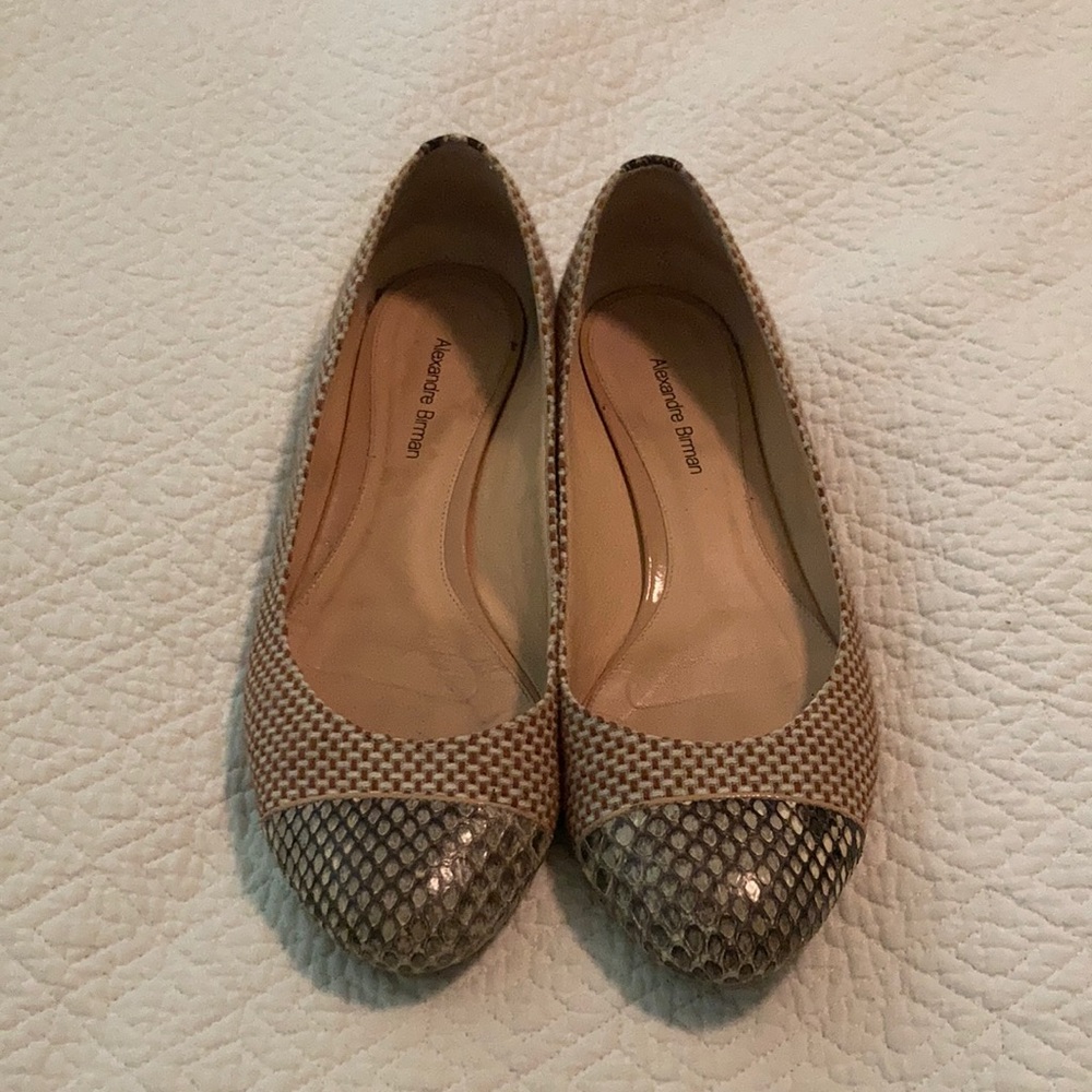 Alexandre Birman woven and snakeskin flats